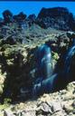 Cascading falls inside the volcanic crater, Tongariro National Park.